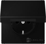 Jung LS 990 Черный матовый Розетка с/з со шторками, безвинтовые клеммы
