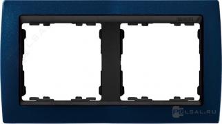 РамкаSimon 82, 2 поста, цвет - синий металлик, графит, металл