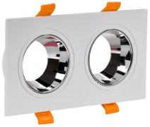 IEK Lighting Белый/Хром Светильник встраиваемый поворотный цоколь - GU10, мощность-11 Вт (квадратный двойной)