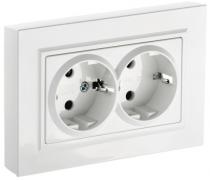 IEK Brite Белый Розетка двойная с/з со шторками в сборе, винтовой зажим