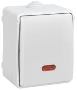 IEK ФОРС Белый Переключатель 1-клавишный с подсветкой