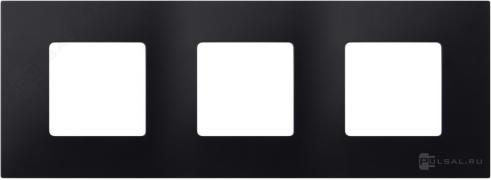 Рамка-декорSimon 27 play, 3 поста, цвет - черный artic, пластмасса