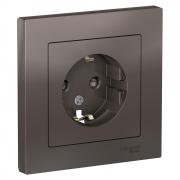 Atlas Design Мокко Розетка с/з со шторками в сборе, винтовой зажим