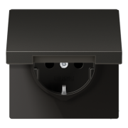 Jung LS 990 Антрацит Розетка с/з с крышкой без шторок , безвинтовые клеммы