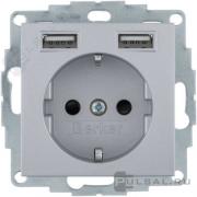 Розетка USB A+A, 2.4А с электрической розеткой
S.1,  B.3,  B.7,  USB type-A 5V,  Электр. с USB,  двойная,   цвет - алюминий матовый