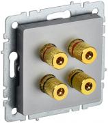 IEK Brite Base Сталь Розетка акустическая 2 пары