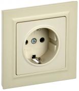 IEK Brite Бежевый Розетка с/з со шторками в сборе, винтовой зажим