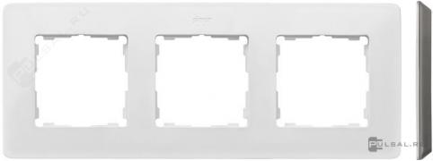 РамкаSimon 82 Detail, 3 поста, цвет - белый, бежевый, пластмасса
