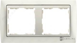 РамкаSimon 82, 2 поста, цвет - слоновая кость, слоновая кость, металл, пластмасса