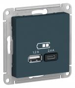 Atlas Design Изумруд Розетка USB A+С, 5В/2,4А, 2х5В/1,2А