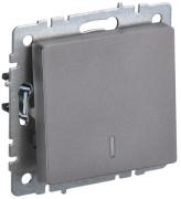 IEK Brite Base Сталь Выключатель 1-клавишный с подсветкой
