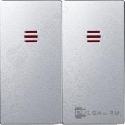 КлавишиSimon 82 Detail, двухклавишный, с подсветкой, цвет - алюминий