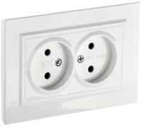 IEK Brite Белый Розетка двойная б/з в сборе, винтовой зажим