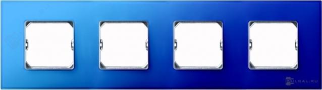 РамкаSimon 27 neos, 4 поста, цвет - васильковый, пластмасса
