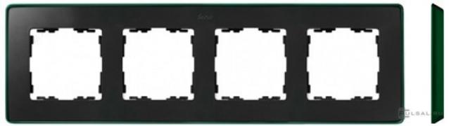 РамкаSimon 82 Detail, 4 поста, цвет - графит, зеленый, металл, пластмасса