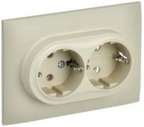 IEK Skandy Бежевый Розетка двойная с/з в сборе, винтовой зажим