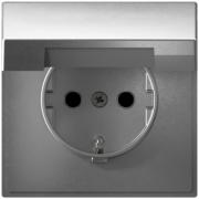 ArtGallery Алюминий Розетка с/з со шторками с крышкой винтовые клеммы