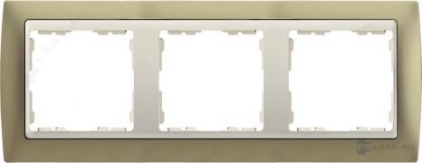 РамкаSimon 82, 3 поста, цвет - шампань матовая, слоновая кость, металл
