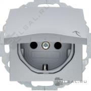 Розетка (механизм внутри поворачивается)
B.7,  со шторками,  с крышкой,  с заземлением,  одинарная,  безвинтовые клеммы,   цвет - алюминий матовый