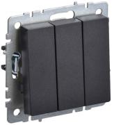 IEK Brite Base Черный Выключатель 3-клавишный