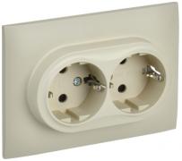 IEK Skandy Бежевый Розетка двойная с/з со шторками в сборе, винтовой зажим