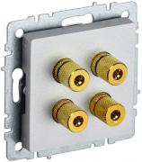 IEK Brite Base Алюминий Розетка акустическая 2 пары
