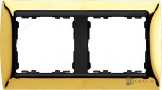 РамкаSimon 82, 2 поста, цвет - золото, графит, металл