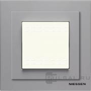 Рамка с крышкой 2-модульнаяZenit, 1 пост, цвет - серый, пластмасса