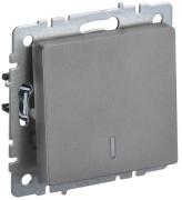 IEK Brite Base Сталь Переключатель 1-клавишный с подсветкой