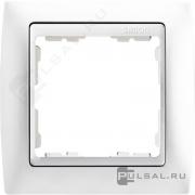 РамкаSimon 82, 1 пост, цвет - белый, белый, металл, пластмасса