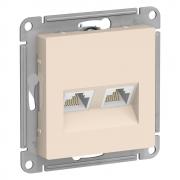 Atlas Design Бежевый Розетка компьютерная 2-ая RJ45+RJ45, кат.5e