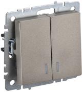 IEK Brite Base Шампань Выключатель 2-клавишный с подсветкой