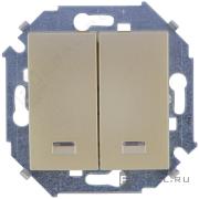 ВыключательSimon 15, двухклавишный, с подсветкой, цвет - шампань