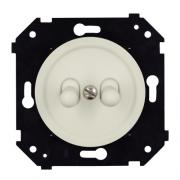 Bironi Шедель Бриз Тумблерный Слоновая кость матовый Выключатель 2-клавишный (скрытый монтаж)