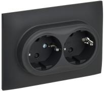 IEK Skandy Графит Розетка двойная с/з со шторками в сборе, винтовой зажим