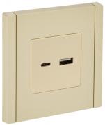 IEK Fortepiano Ванильный Розетка USB А+C, 18Вт быстрая зарядка (USB type-C 5V, USB type-A 5V)