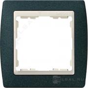 РамкаSimon 82, 1 пост, цвет - зеленая текстура, слоновая кость, металл