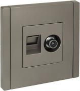 IEK Fortepiano Сталь Розетка TV+RJ45 кат.5E