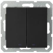 Jasmart G Черный матовый Выключатель 2-кл с подсветкой