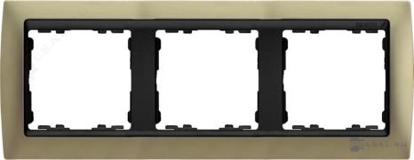 РамкаSimon 82, 3 поста, цвет - шампань матовая, графит, металл