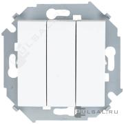 ВыключательSimon 15, трехклавишный, без подсветки, цвет - белый