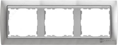 РамкаSimon 82, 3 поста, цвет - алюминий матовый, алюминий, металл