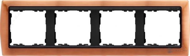 РамкаSimon 82, 4 поста, цвет - античная медь, графит, металл