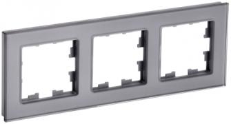 IEK Brite DECOR Серый глянец стекло Рамка 3-ая