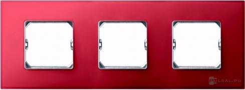 РамкаSimon 27 neos, 3 поста, цвет - рубиновый, пластмасса