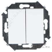 ВыключательSimon 15, двухклавишный, без подсветки, цвет - белый