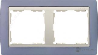 РамкаSimon 82, 2 поста, цвет - сиреневый, слоновая кость, металл, пластмасса