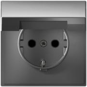 ArtGallery Сталь Розетка с/з со шторками с крышкой безвинтовые клеммы