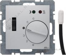 Терморегулятор 10А, НО-контакт, 230В
B.7,  поворотный,  датчик t° пола (внешний),  без таймера,   цвет - алюминий матовый