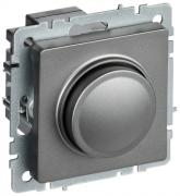 IEK Brite Base Сталь Светорегулятор (диммер) поворотно-нажимной 10-600 Вт/ВА, для LED 3-150 Вт/ВА с возможностью управления с 2-х мест